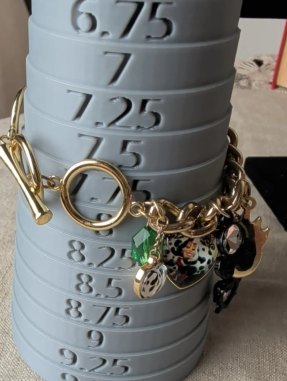 Handcrafted Disney Villains Inspired Charm Bracelet Gold Tone Gothic Fairy Tale